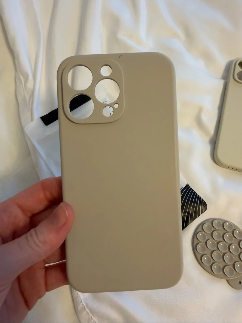Neutral iPhone 14 Pro Max Silicone iPhone Case with PopGrip
